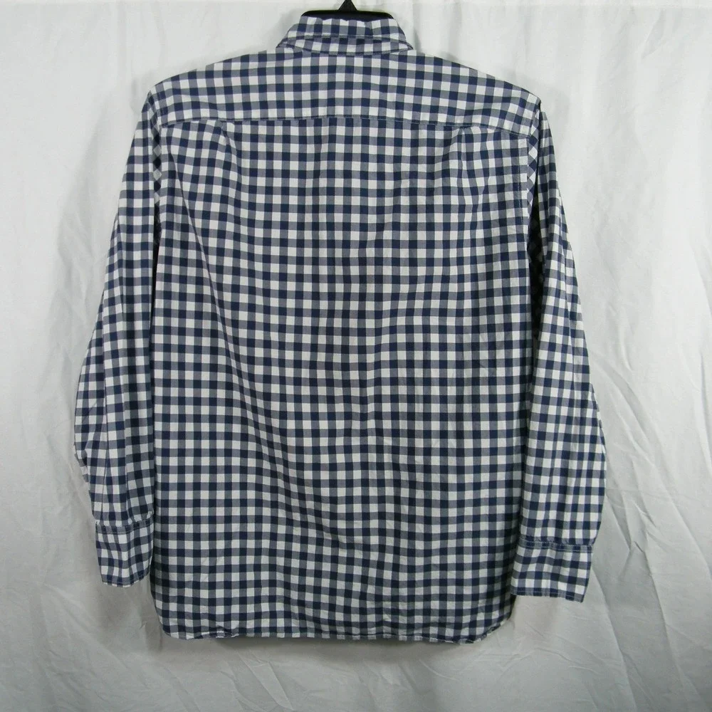 J.‎ Crew Navy Gingham Button Down Shirt Mens M Classic Prep Cottagecore Cotton